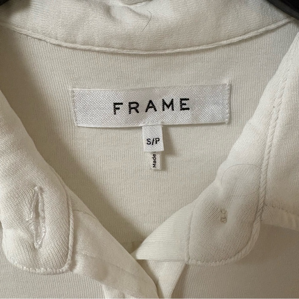 Frame Womens White Patch Pocket Utility Shirt Pima Cotton Small/P - Picture 9 of 12
